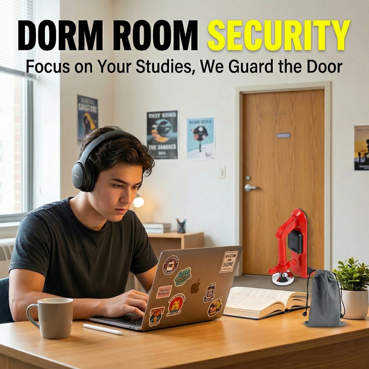 Door Jammer Alarm – Portable Security Door Stop for Home & Travel