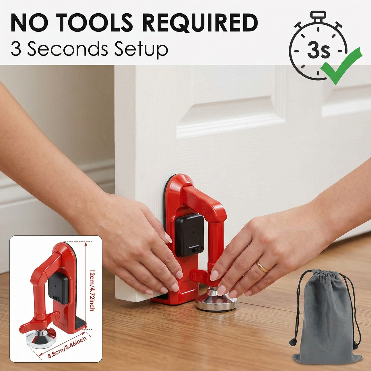 Door Jammer Alarm – Portable Security Door Stop for Home & Travel